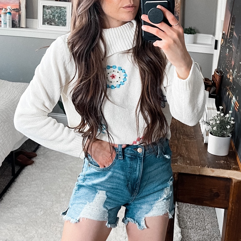 Vintage Alfred Dunner soft sweater mock neck long sleeve Y2k cozy cropped  8